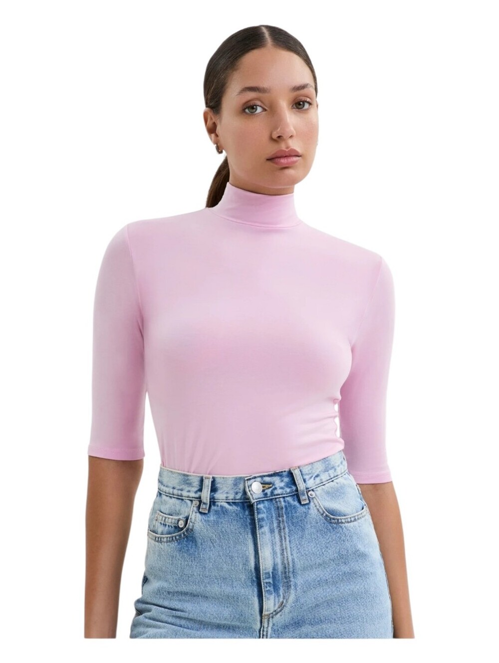 Marcella NYC Womens Pink Ana Mock Neck Top Medium